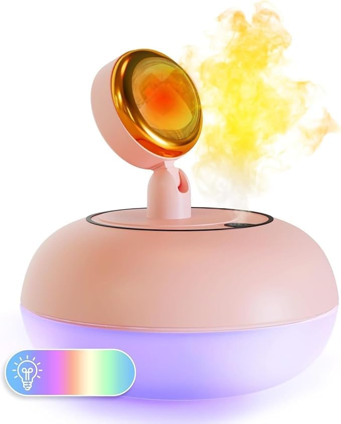 Portable Ultrasonic Humidifier With Sunset Light | 300 ml water Capacity Silent Humidifier For Children Room, Bedroom, Office Purifying Aromatherapy machine