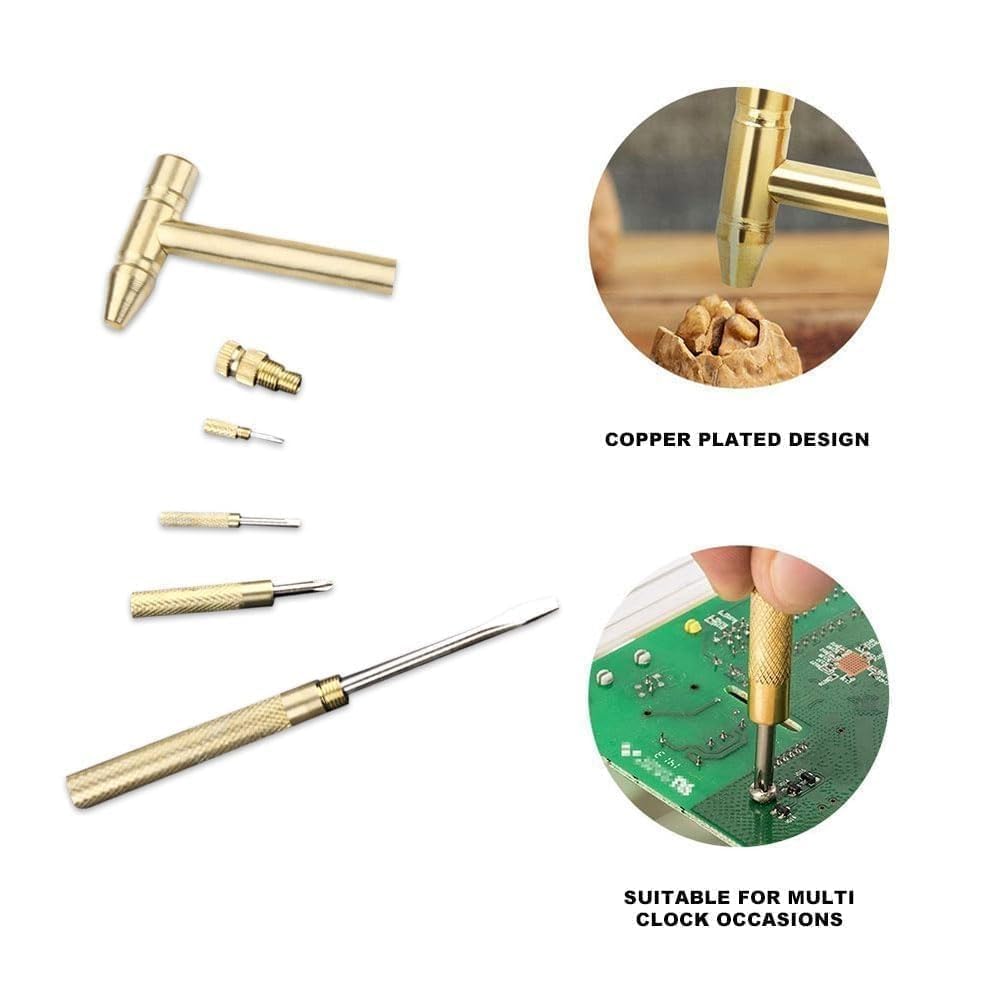 Spontiq 5-in-1 Small Round Copper Hammer with Screwdriver, Bottle Opener & Repair Tools Compact Hand Tool for Home, DIY & Musical Accessories