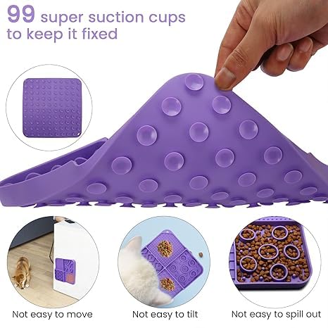 Spontiq 4-in-1 Multicolor Silicone Pet Licking Mat Bowl – with Suction Cups for Dogs & Cats