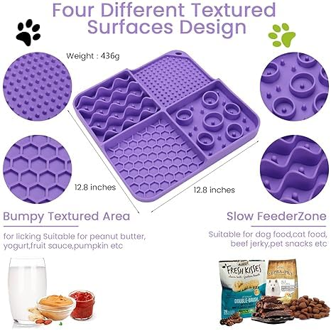 Spontiq 4-in-1 Multicolor Silicone Pet Licking Mat Bowl – with Suction Cups for Dogs & Cats