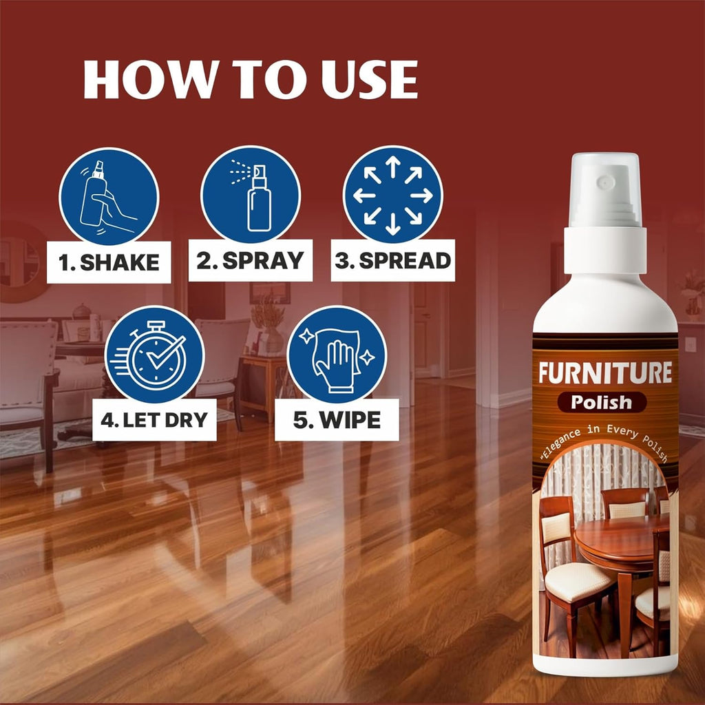 Spontiq Shine & Protect Furniture Polish Spray 100ml, Multi-Surface Wood Cleaner & Shiner for Tables, Chairs, Cabinets & More - Pack of 2