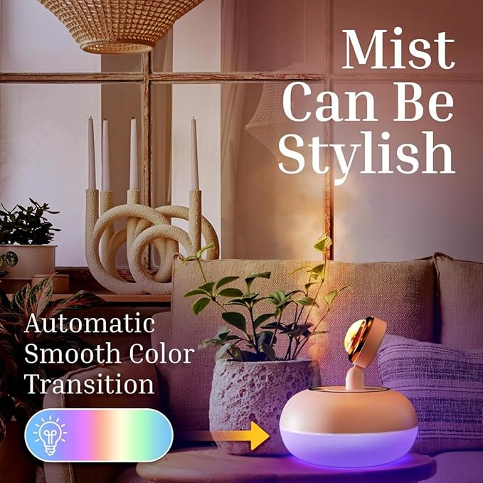 Portable Ultrasonic Humidifier With Sunset Light | 300 ml water Capacity Silent Humidifier For Children Room, Bedroom, Office Purifying Aromatherapy machine