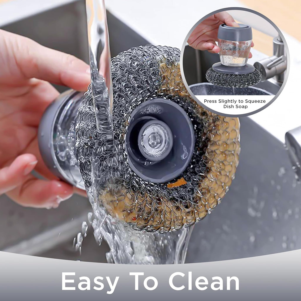 Dish Washer Brush with Push Soap Dispenser for Kitchen Tools - Pack of 1