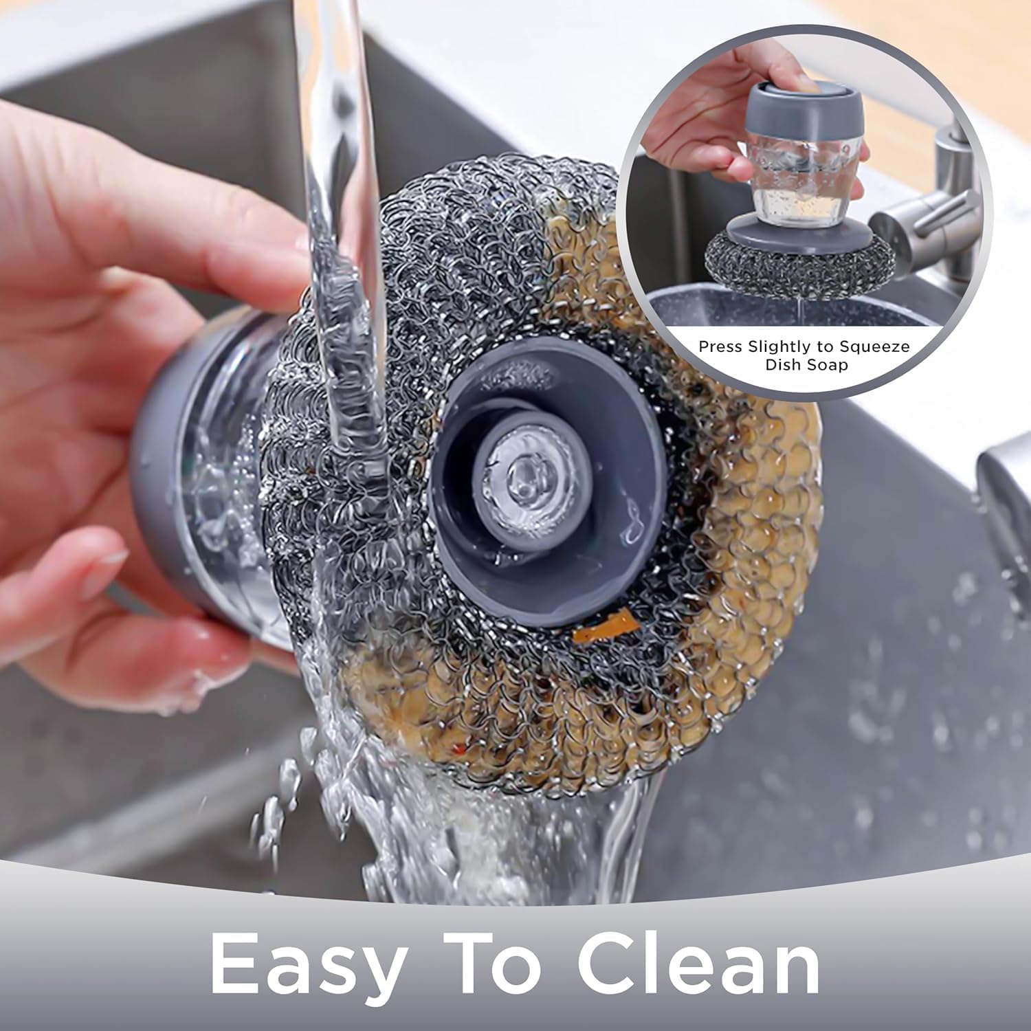 Dish Washer Brush with Push Soap Dispenser for Kitchen Tools - Pack of 1