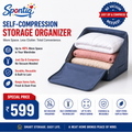 Spontiq Self-Compression Storage Organizer | Save Up To 40% Space Without Vacuum