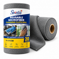 Spontiq Reusable Microfiber Cleaning Roll | Ultra Absorbent Multi-Surface Cleaning Cloths | Washable, Lint-Free & Streak-Free | 20 Sheets