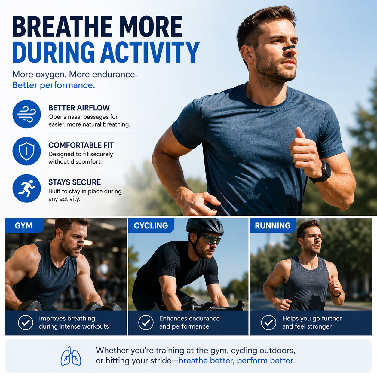 Spontiq Nasal Dilator Breathing Kit | Reusable Nasal Dilators & Adhesive Strips | Comfortable Day & Night Use