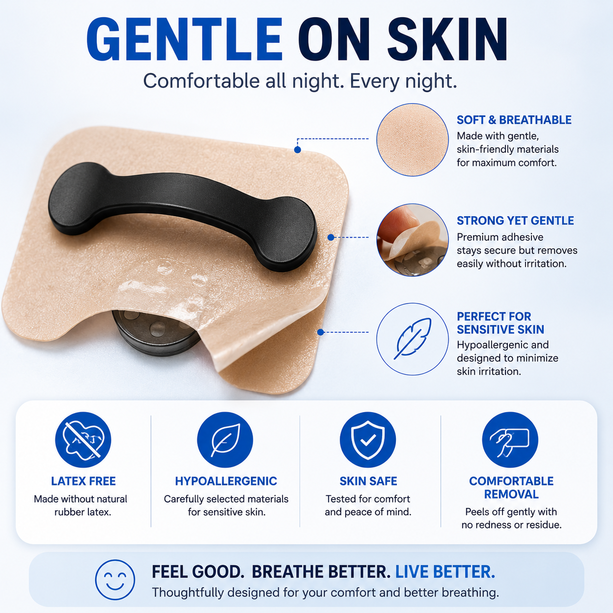 Spontiq Nasal Dilator Breathing Kit | Reusable Nasal Dilators & Adhesive Strips | Comfortable Day & Night Use
