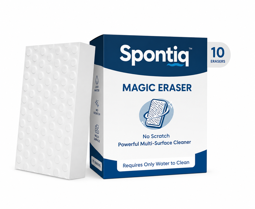 Spontiq Magic Eraser Sponge | Removes Stubborn Stains with Just Water | Multi-Surface Cleaning Foam | No Harsh Chemicals | Pack of 10
