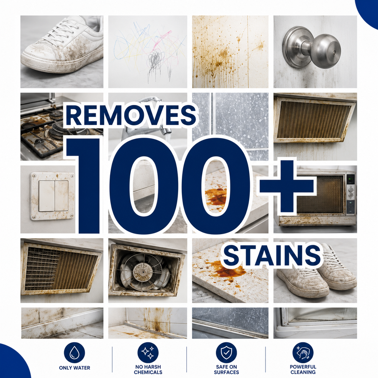 Spontiq Magic Eraser Sponge | Removes Stubborn Stains with Just Water | Multi-Surface Cleaning Foam | No Harsh Chemicals | Pack of 10