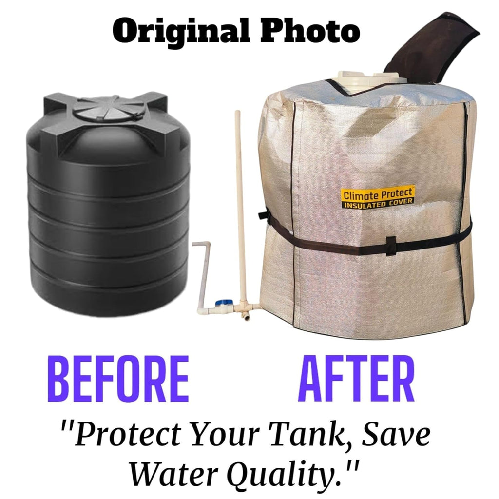 Spontiq 3-Layer Insulated Water Tank Cover | Protects from Heat, Cold & Algae | Durable Oxford Fabric 4MM | Includes Nylon Belt & 4 Side Velcro Openings