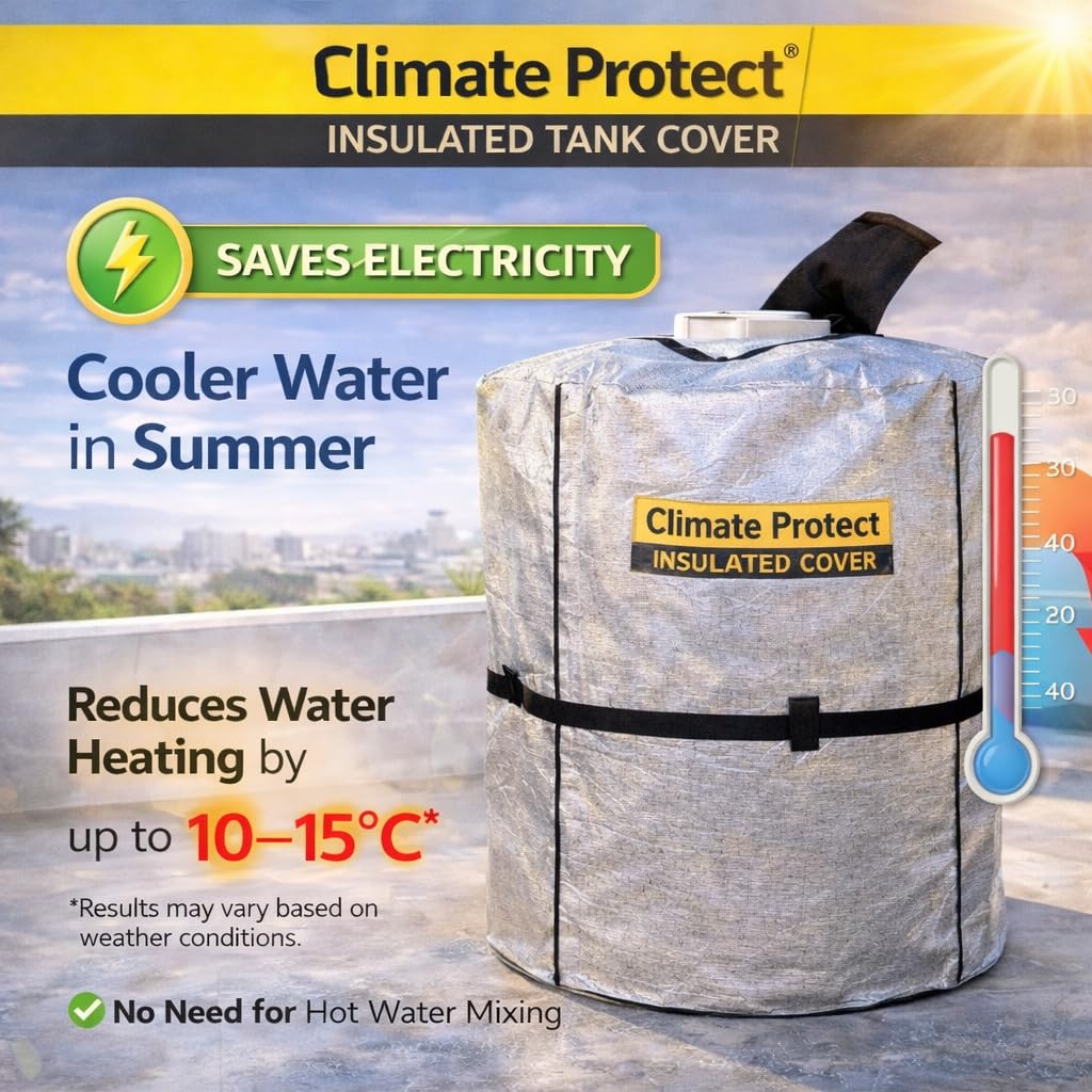 Spontiq 3-Layer Insulated Water Tank Cover | Protects from Heat, Cold & Algae | Durable Oxford Fabric 4MM | Includes Nylon Belt & 4 Side Velcro Openings
